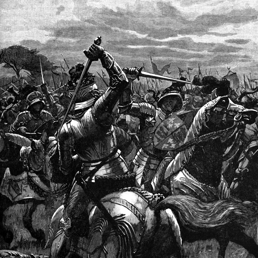 ボズワースの戦いで馬上のリチャード3世を描いた歴史画