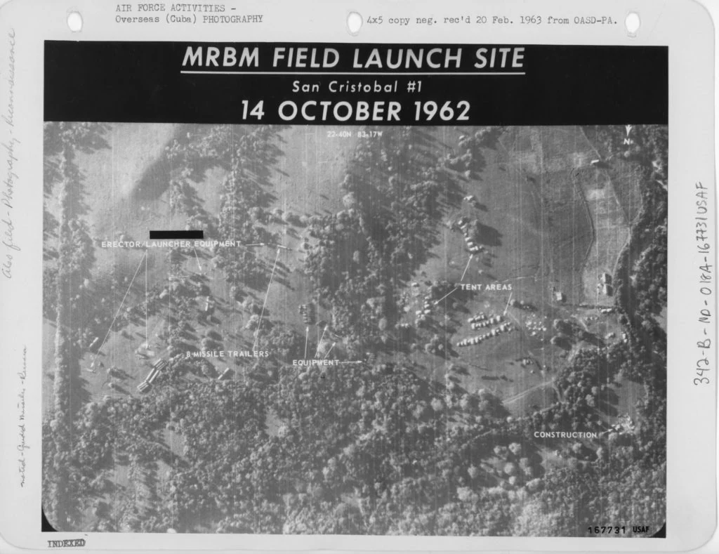 1962年10月14日にU-2偵察機が撮影したキューバ・サン・クリストバルのミサイル発射サイト航空写真