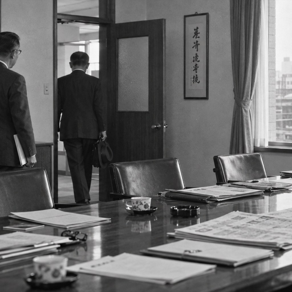 1963年の十河信二と島秀雄の退任を題材にした再現イメージ（生成画像）