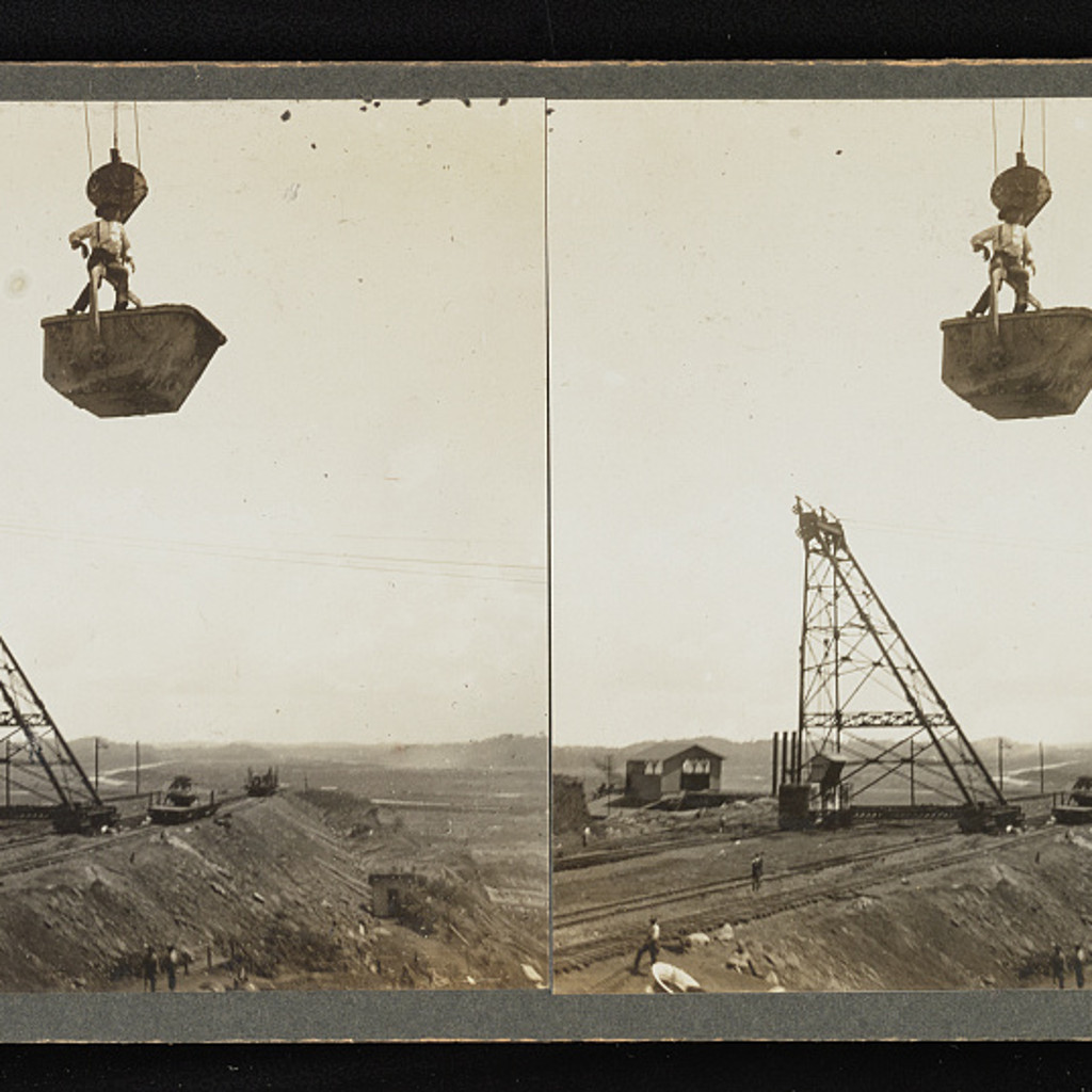 1910年、ガトゥン・ダム建設現場を写したステレオ写真